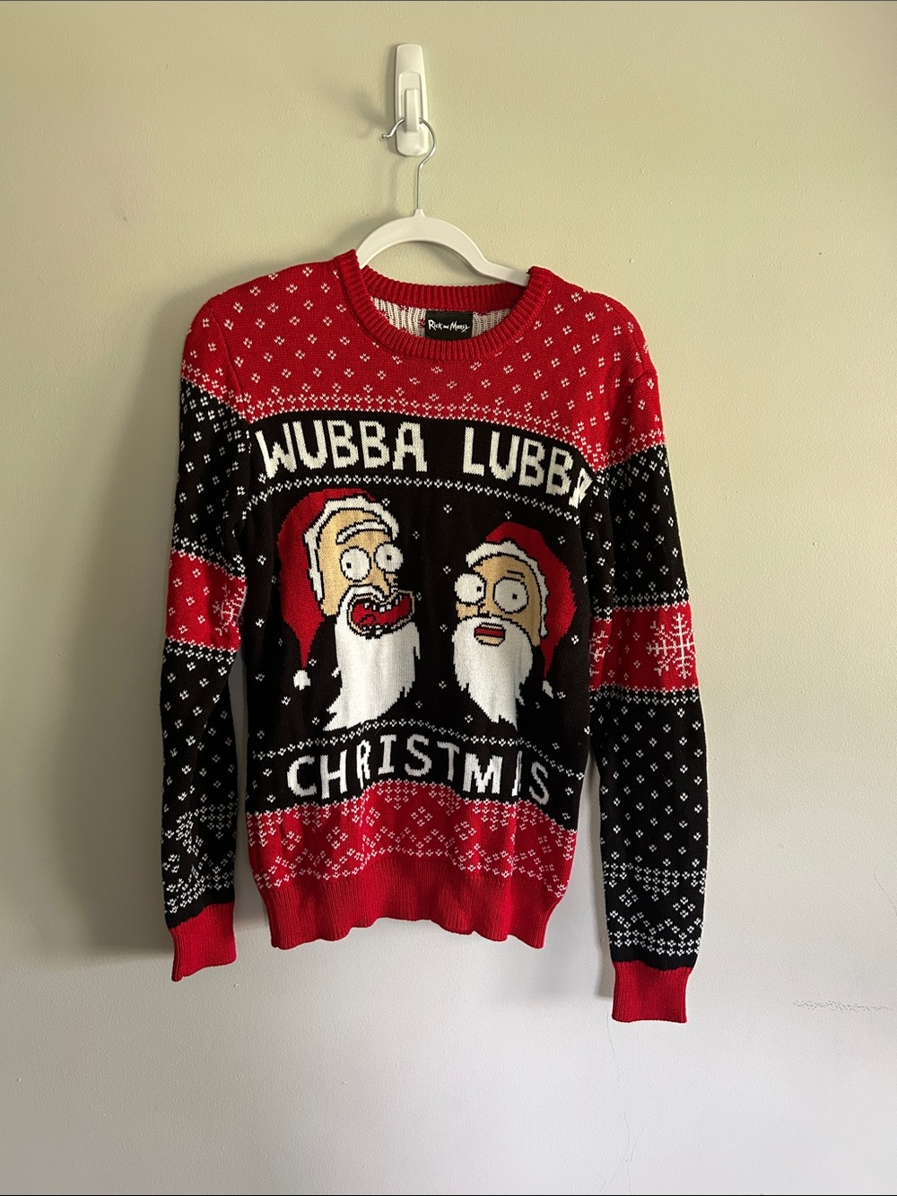 Cartoon Network Red and Black 'Wubba Lubby Christmas' Crewneck Sweater